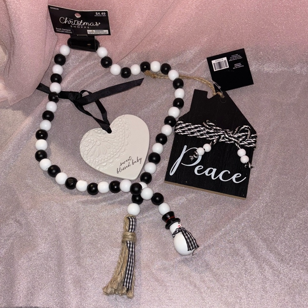 The Christmas Shoppe Black & White Ornament Grouping NWT